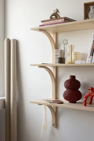 Levi prateleira - Freixo branco-aço inoxidável, 2 prateleiras, 90 cm - Swedese