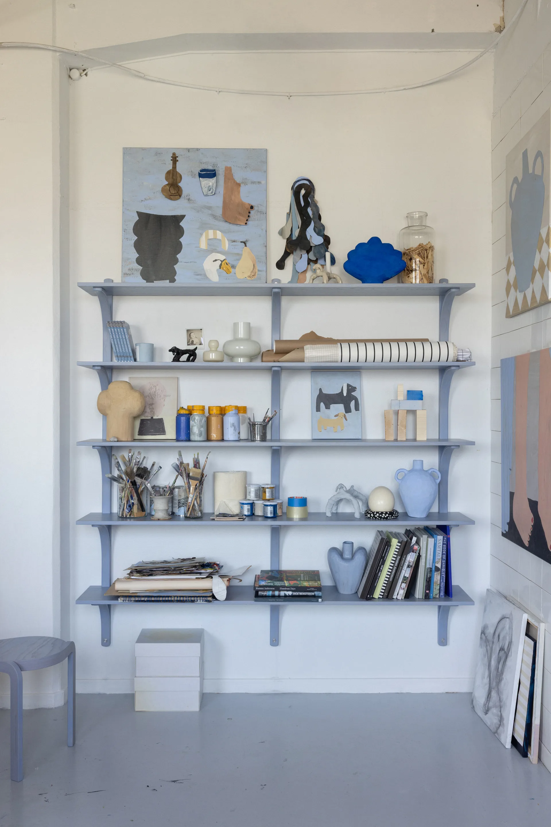 Levi prateleira, Verde musgo-latão, 2 prateleiras, 180 cm Swedese