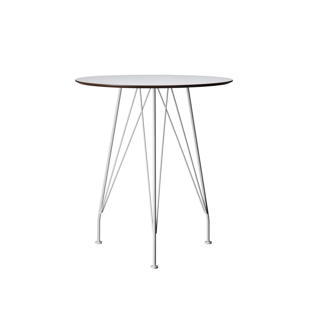 Mesa de café Desirée, Laminado branco, ø110cm, estrutura de base lacada a branco Swedese