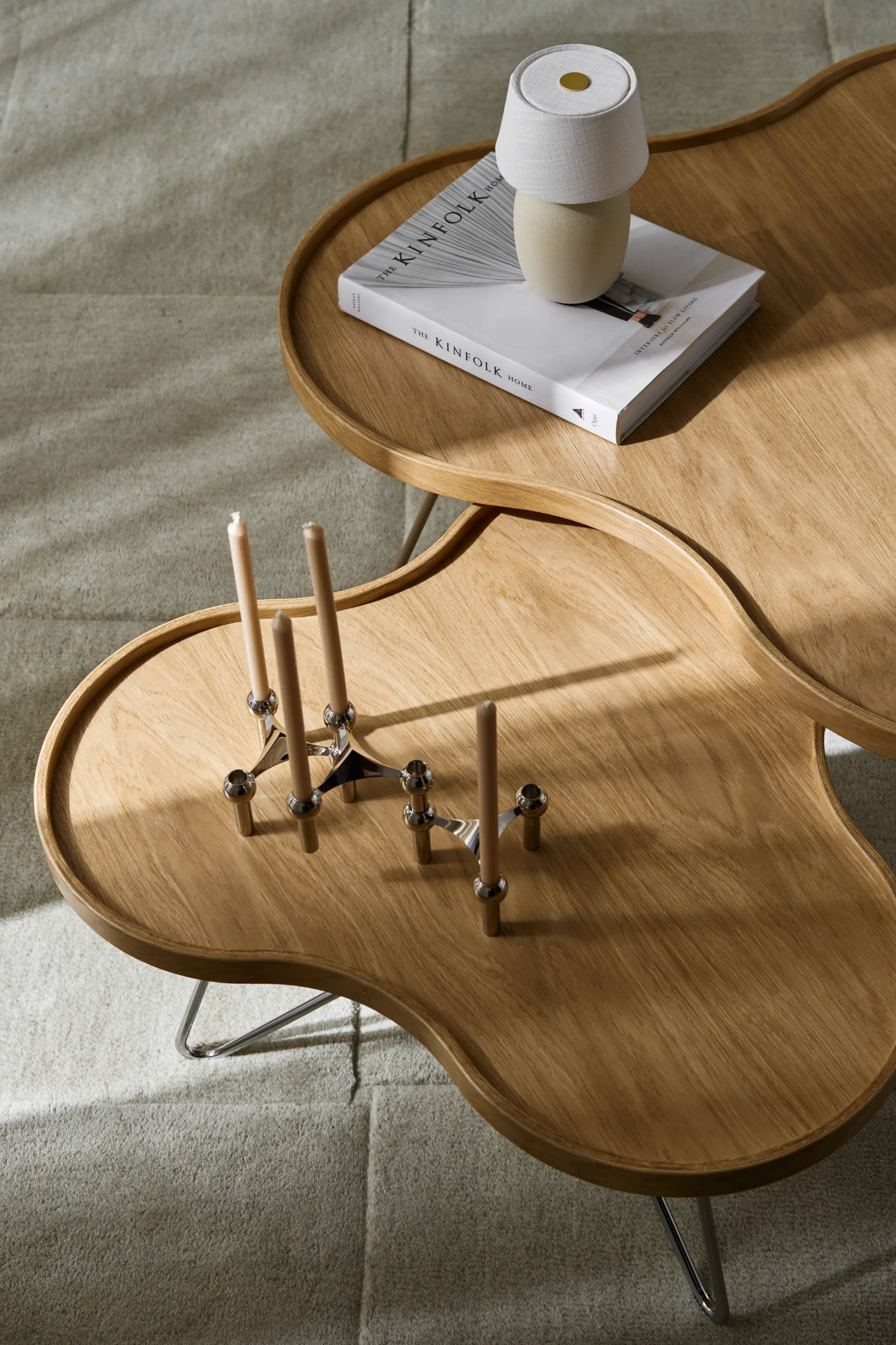 Mesa de centro Flower 62x66 cm, A39cm-carvalho-natural-cromo Swedese