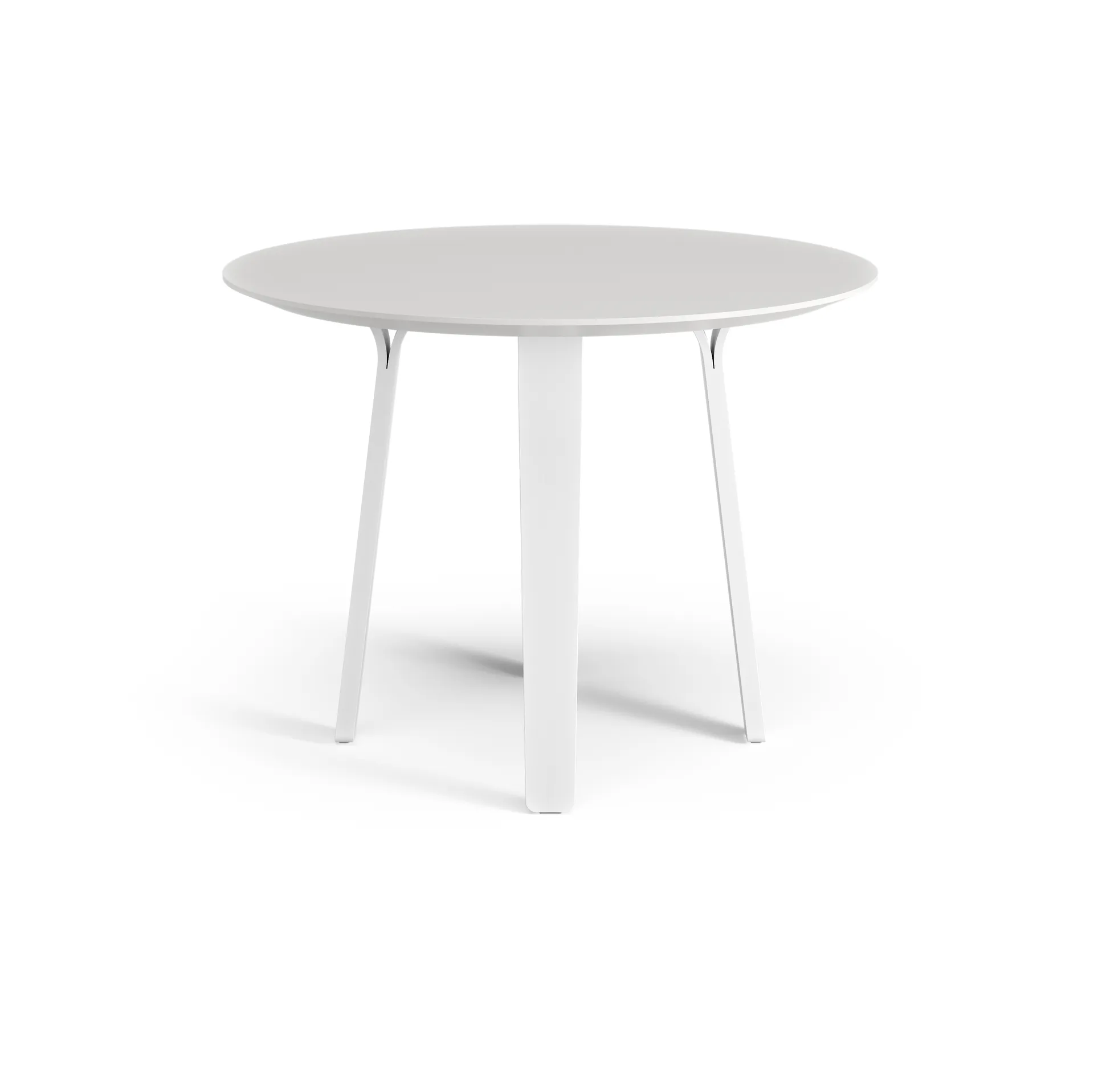 Mesa de jantar Divido, Branco, Ø95cm, pernas brancas manchadas de cinza Swedese