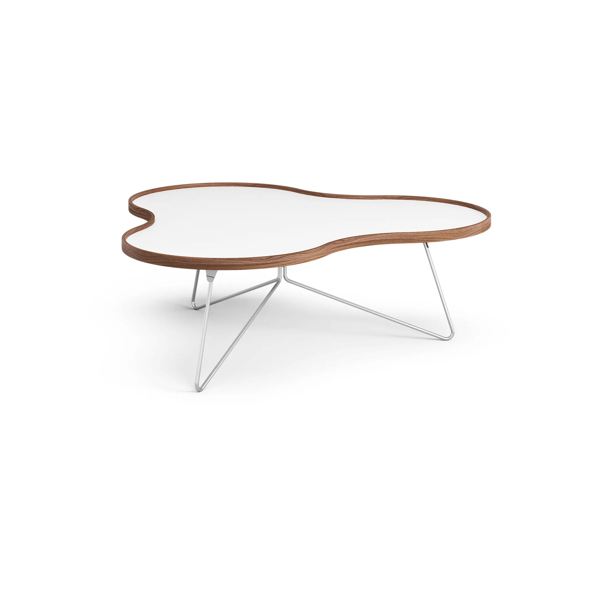 Mesa Flower 107x114 cm, A39cm-branco-nogueira-cromo Swedese