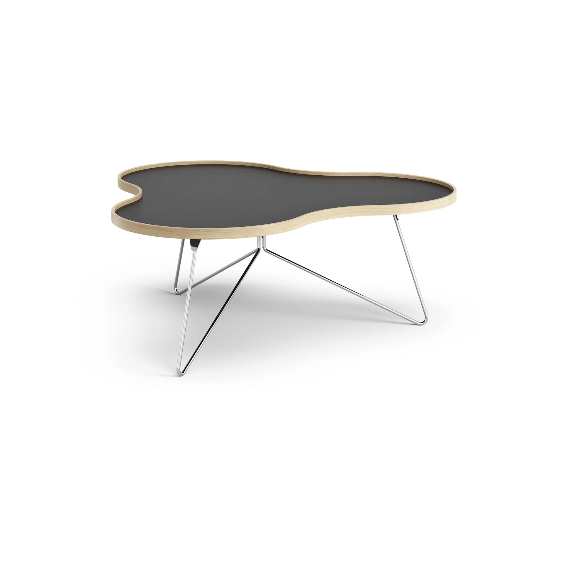 Mesa Flower 107x114 cm, A45cm-preta-carvalho-cromo Swedese