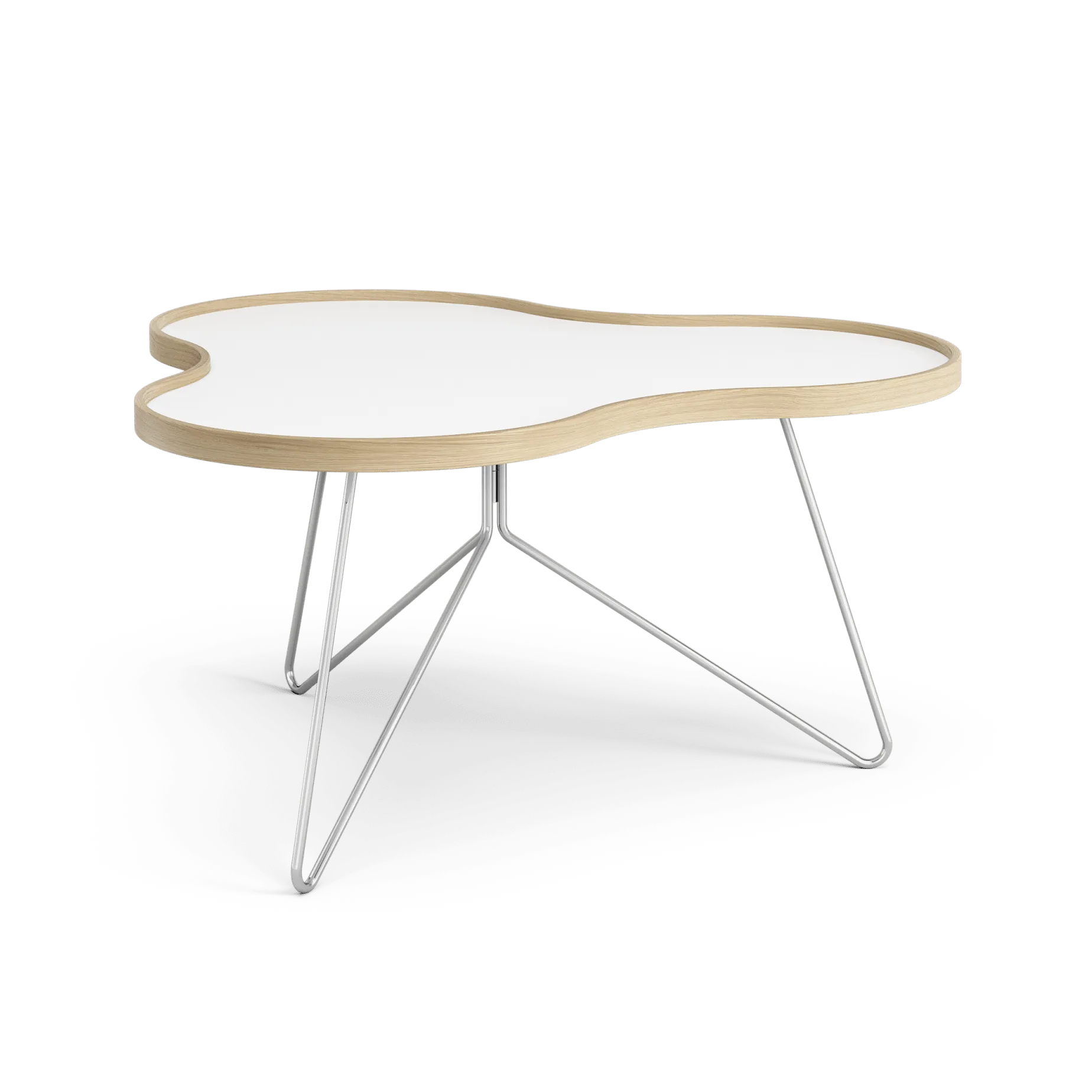 Mesa Flower 84x90 cm, 45 cm-branco-carvalho-cromo Swedese