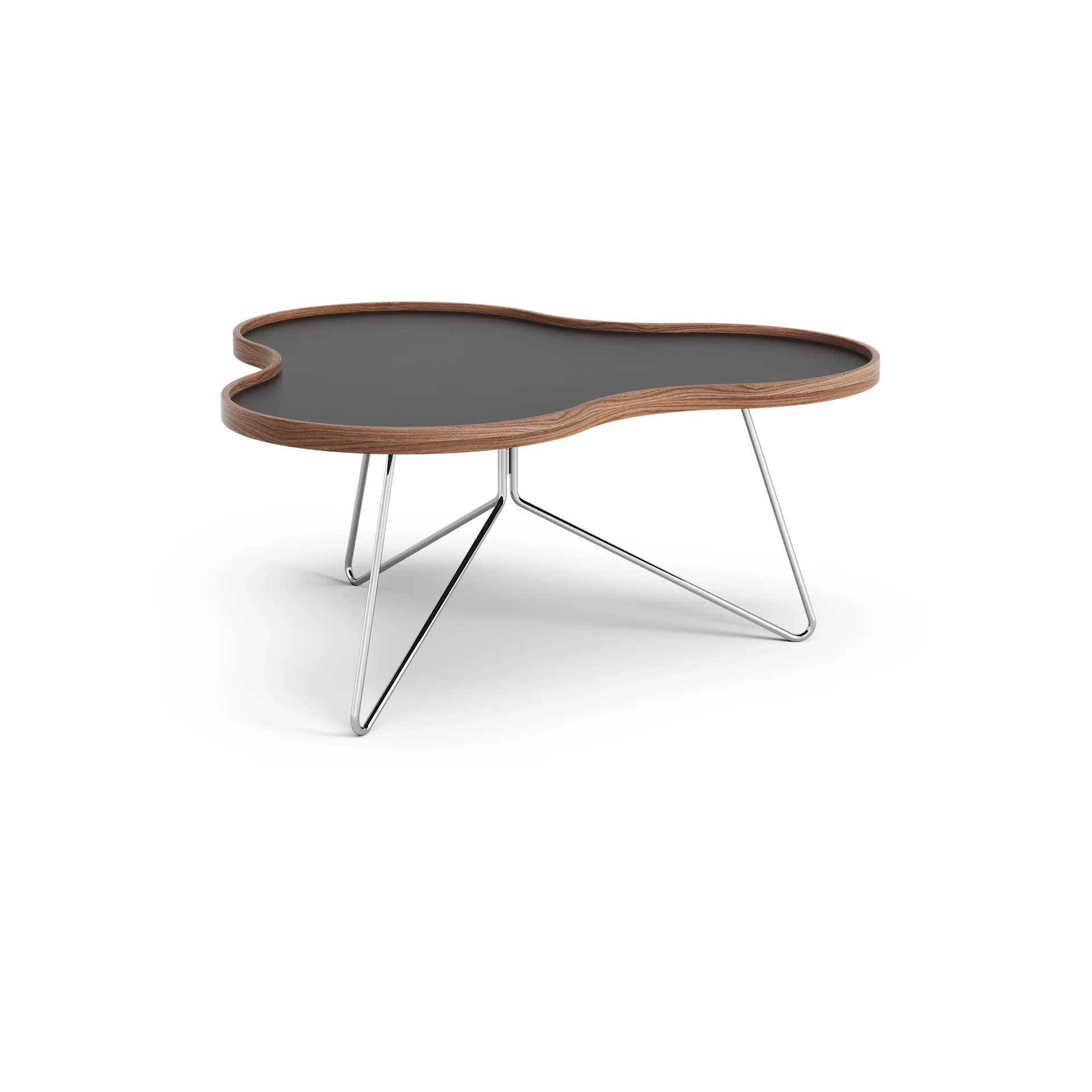 Mesa Flower 84x90 cm, A39cm-preta-nogueira-cromo Swedese