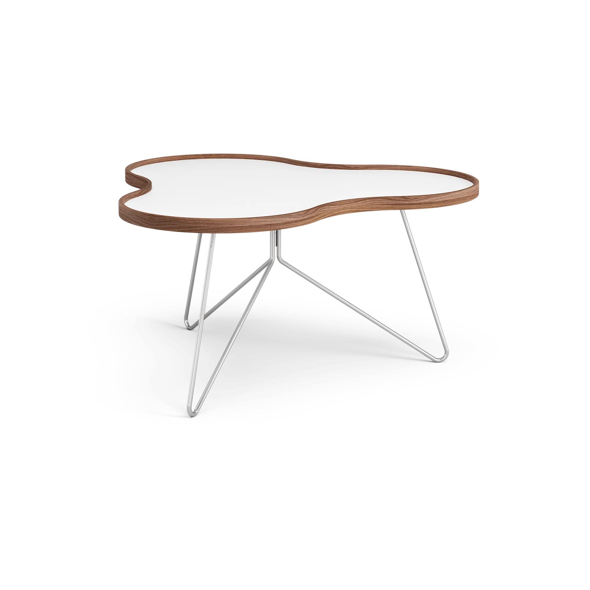 Mesa Flower 84x90 cm, A45cm-branco-nogueira-cromo  Swedese