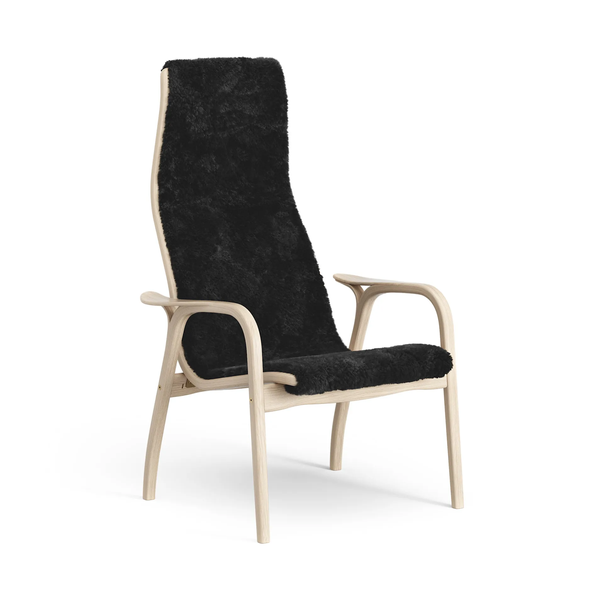 Poltrona carvalho de pigmento branco/pele de ovelha Lamino, Black (preto) Swedese