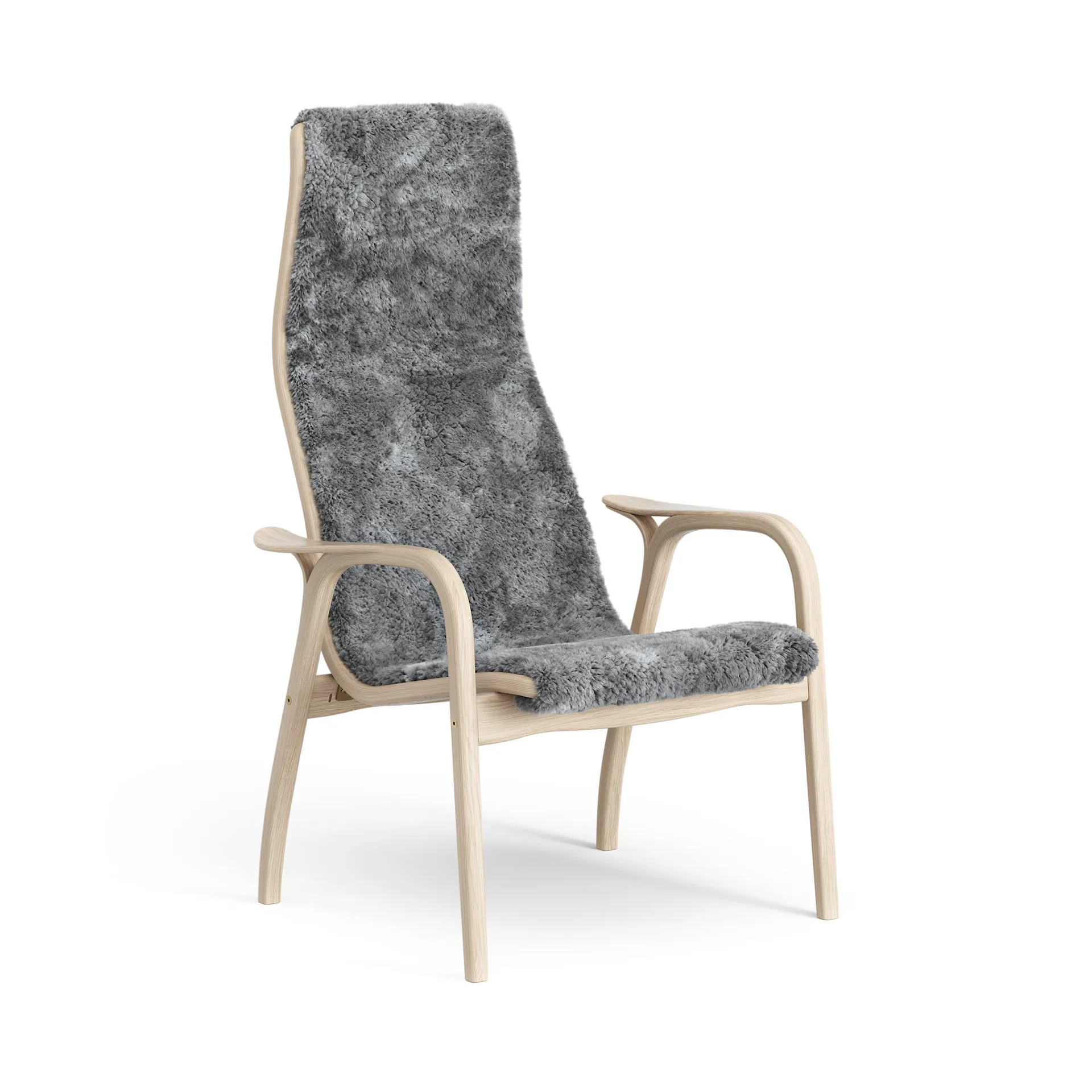 Poltrona carvalho de pigmento branco/pele de ovelha Lamino, Scandinavian Grey (cinza) Swedese