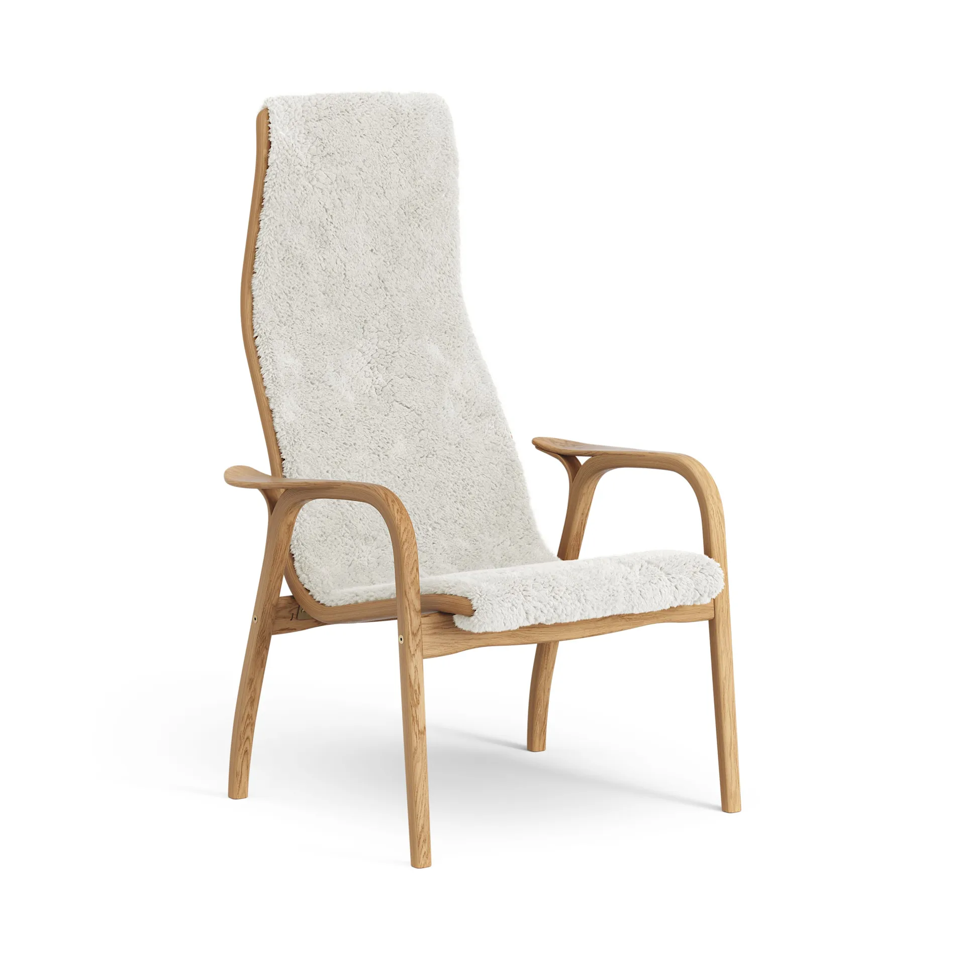 Poltrona de carvalho envernizado/pele de ovelha Lamino, Off white (branco) Swedese