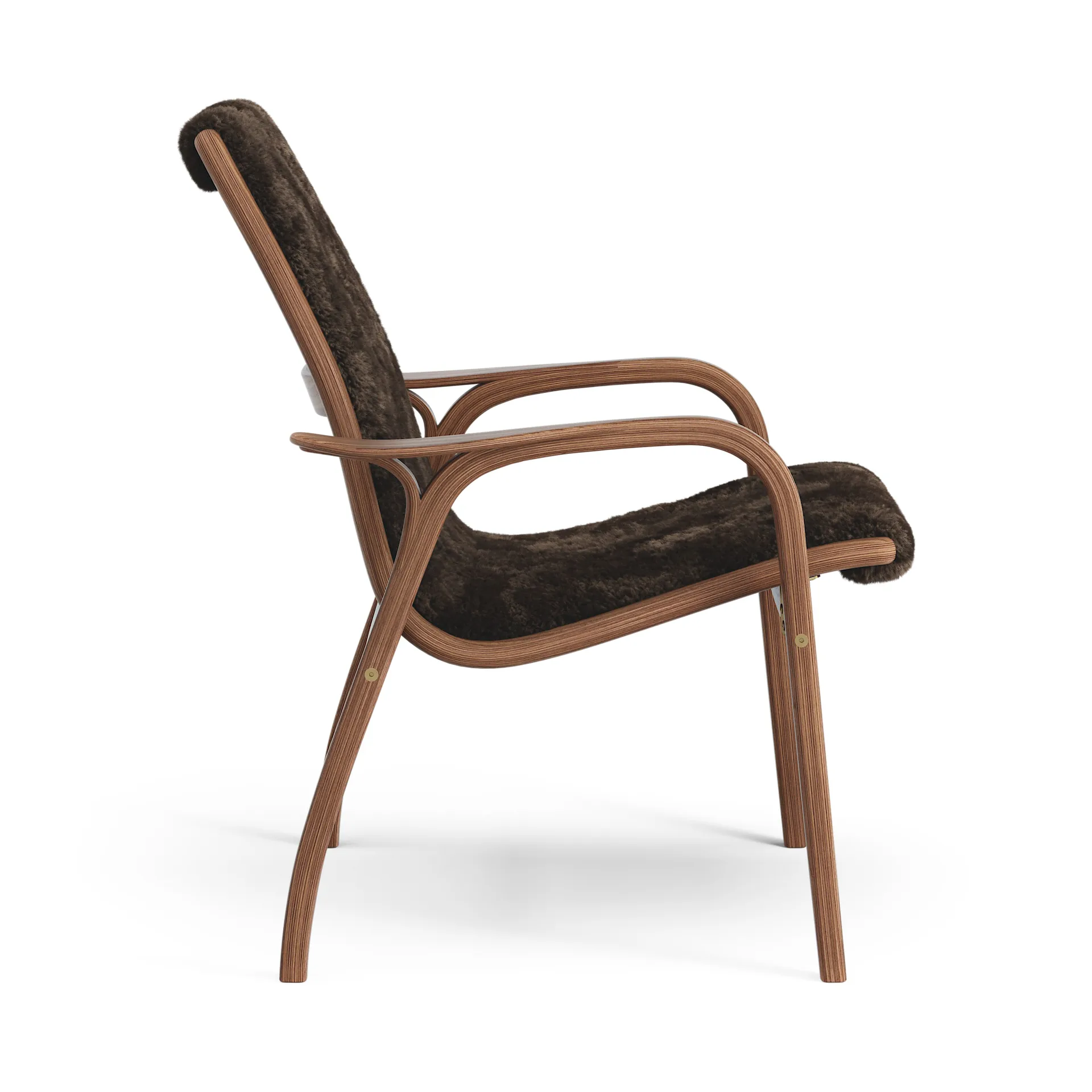 Poltrona de nogueira envernizada/pele de ovelha Laminett, Espresso (castanho) Swedese