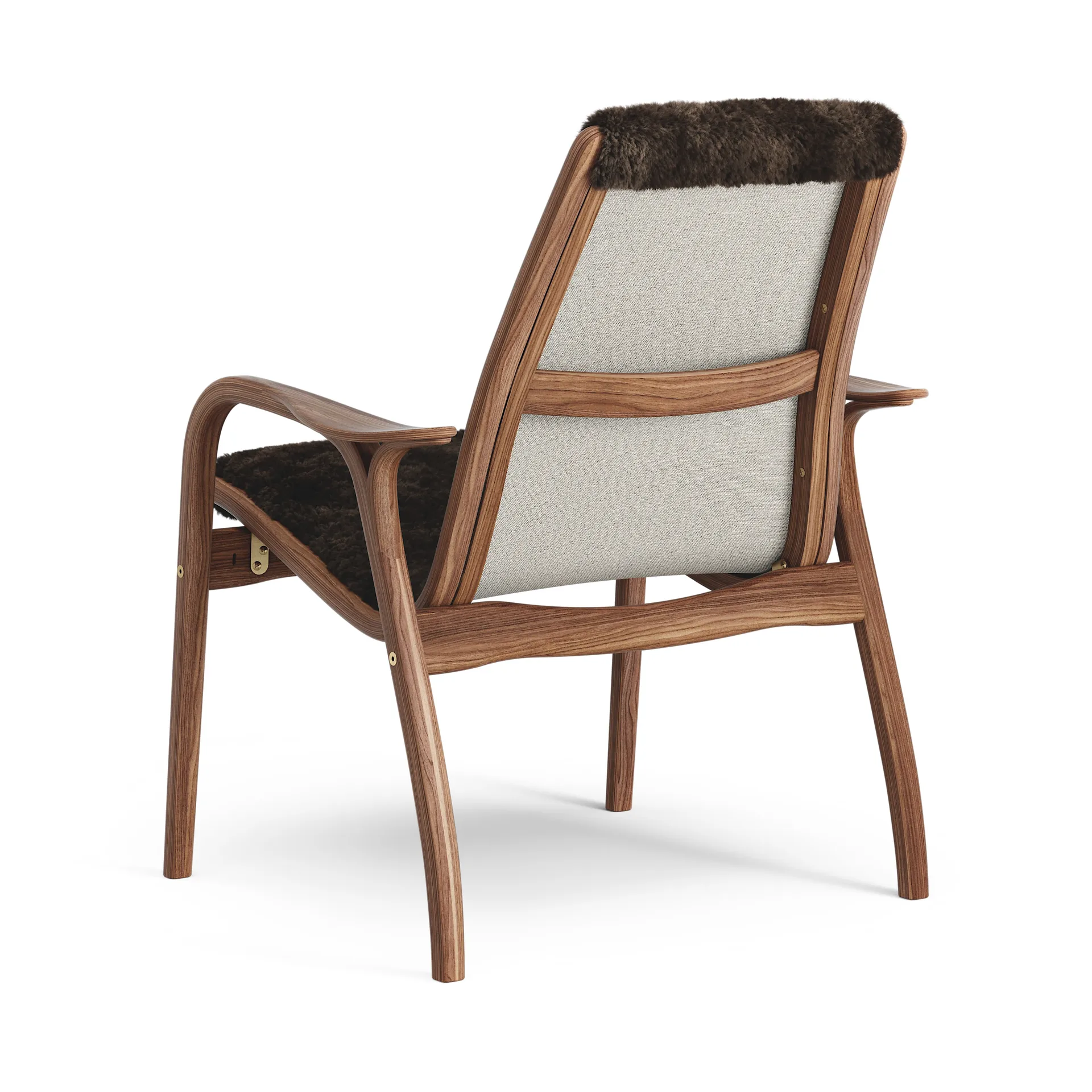 Poltrona de nogueira envernizada/pele de ovelha Laminett, Espresso (castanho) Swedese