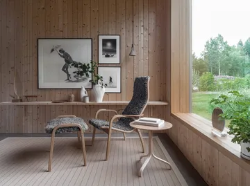Poltrona em faia envernizada/pele de ovelha Lamino - Scandinavian Grey (cinza) - Swedese