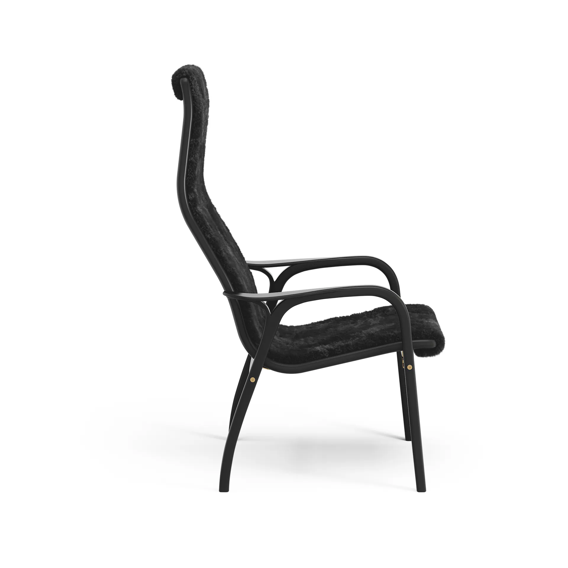 Poltrona Lamino, Pele de ovelha manchada de preto Swedese