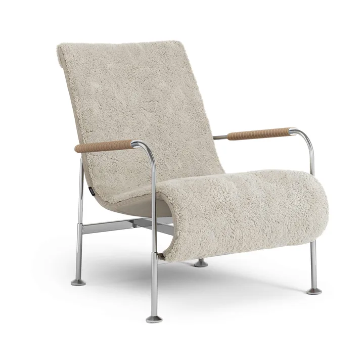 Poltrona Serpentine - Pele de carneiro Moonlight-cromado-Tärnsjö Nature - Swedese