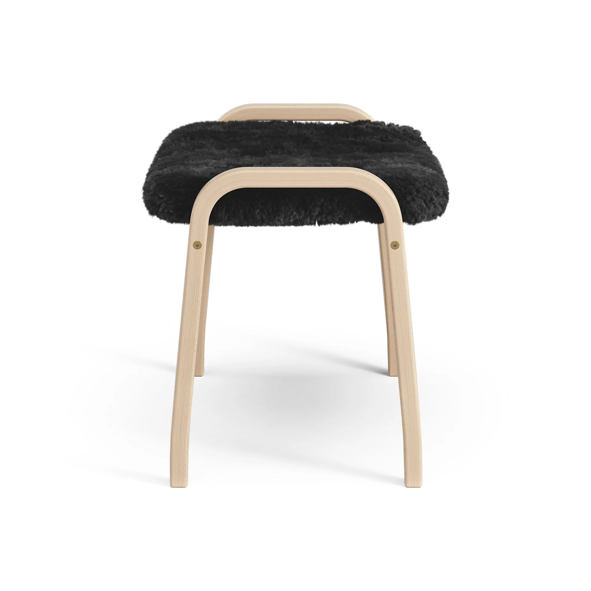 Repousa-pés de criança faia envernizada/pele de ovelha Lamini, Black (preto) Swedese