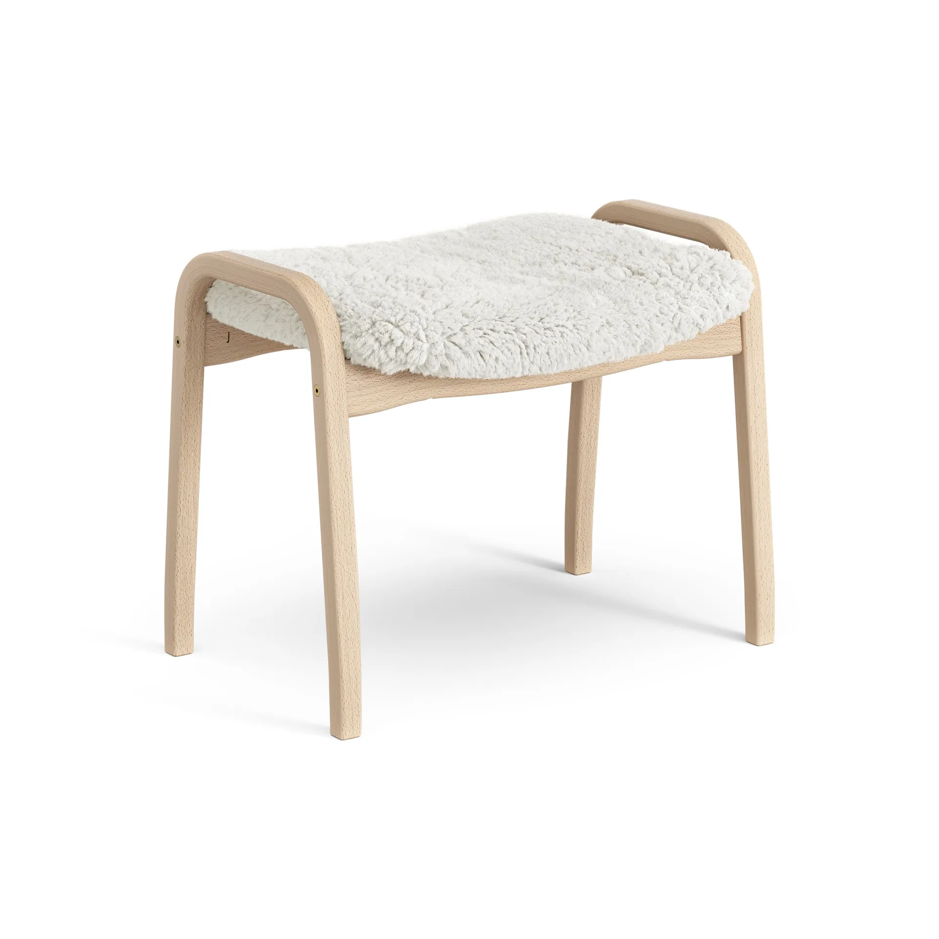 Repousa-pés de criança faia envernizada/pele de ovelha Lamini, Off white (branco) Swedese