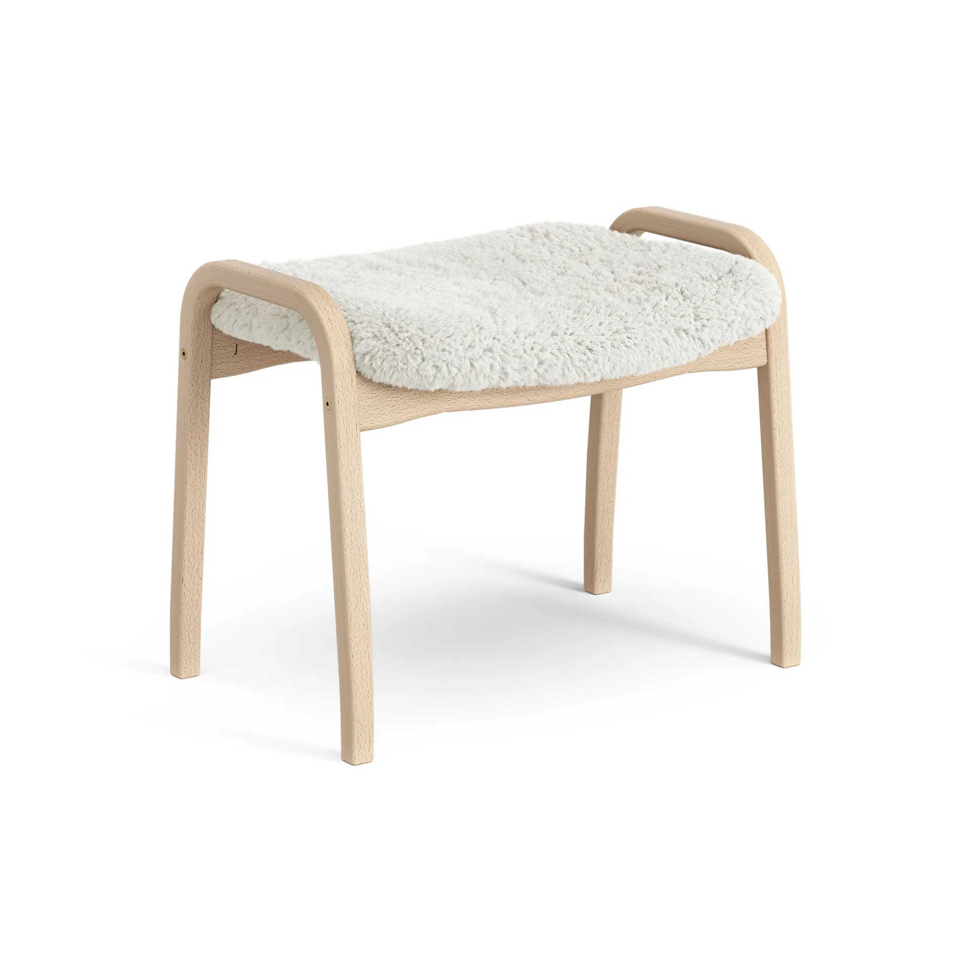 Repousa-pés de criança faia envernizada/pele de ovelha Lamini, Off white (branco) Swedese