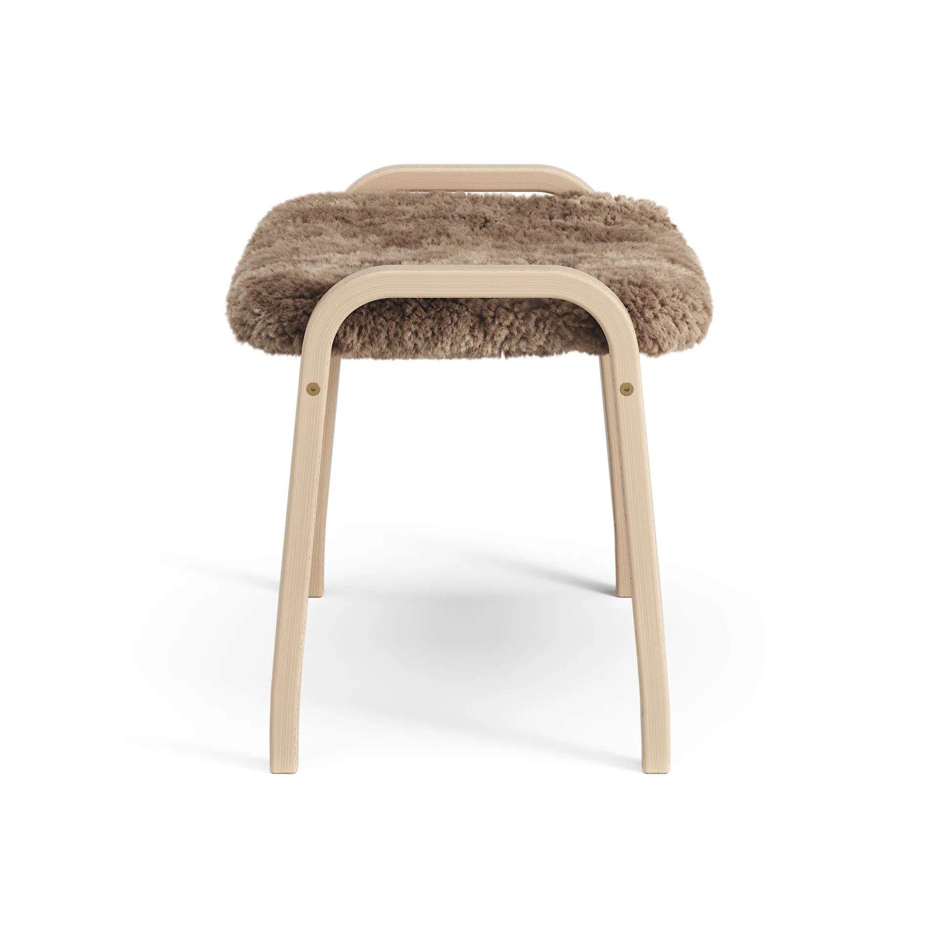 Repousa-pés de criança faia envernizada/pele de ovelha Lamini, Sahara (castanho nougat) Swedese