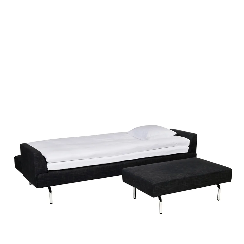 Sofá-cama Just, Tecido marinho, lido 2 perna cromada Swedese