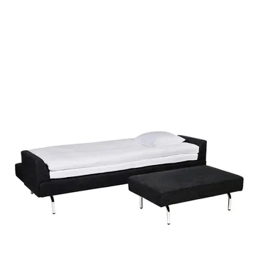 Sofá-cama Just - Tecido marinho, lido 2 perna cromada - Swedese