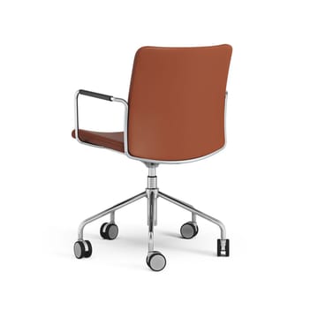 Stella cadeira de escritório altura ajustável - Couro elmosoft 33004 castanho-cromada, não elástica - Swedese