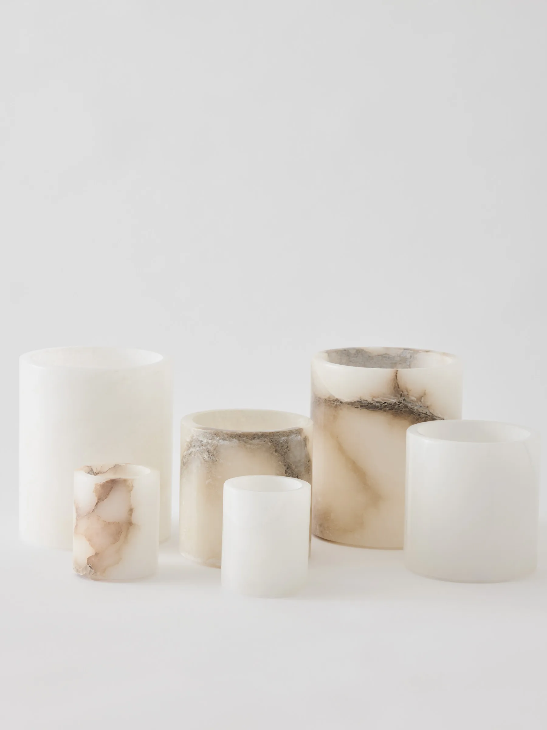 Alabaster castiçal, Branco-bege, M 14 cm Tell Me More