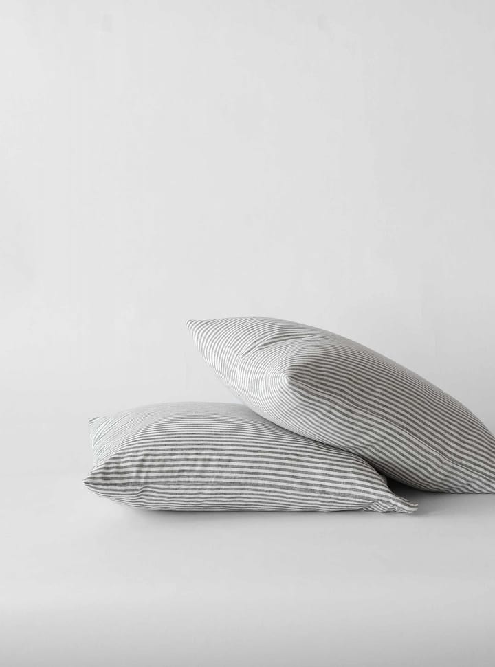Capa de almofada linho Stonewashed 65x65 cm, Cinza-branco Tell Me More