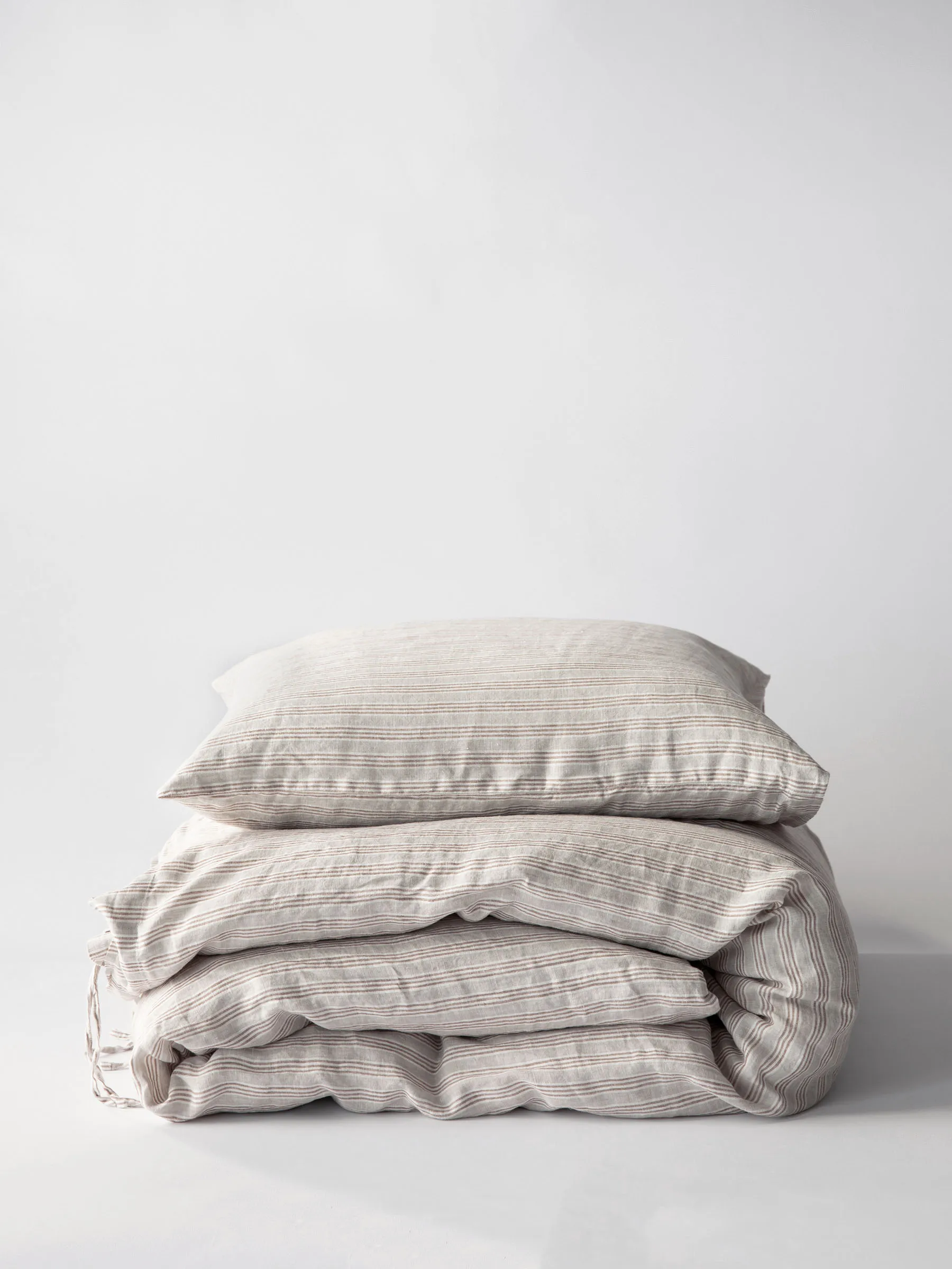 Capa de edredon Linho 150x200 cm , Risca de avelã Tell Me More