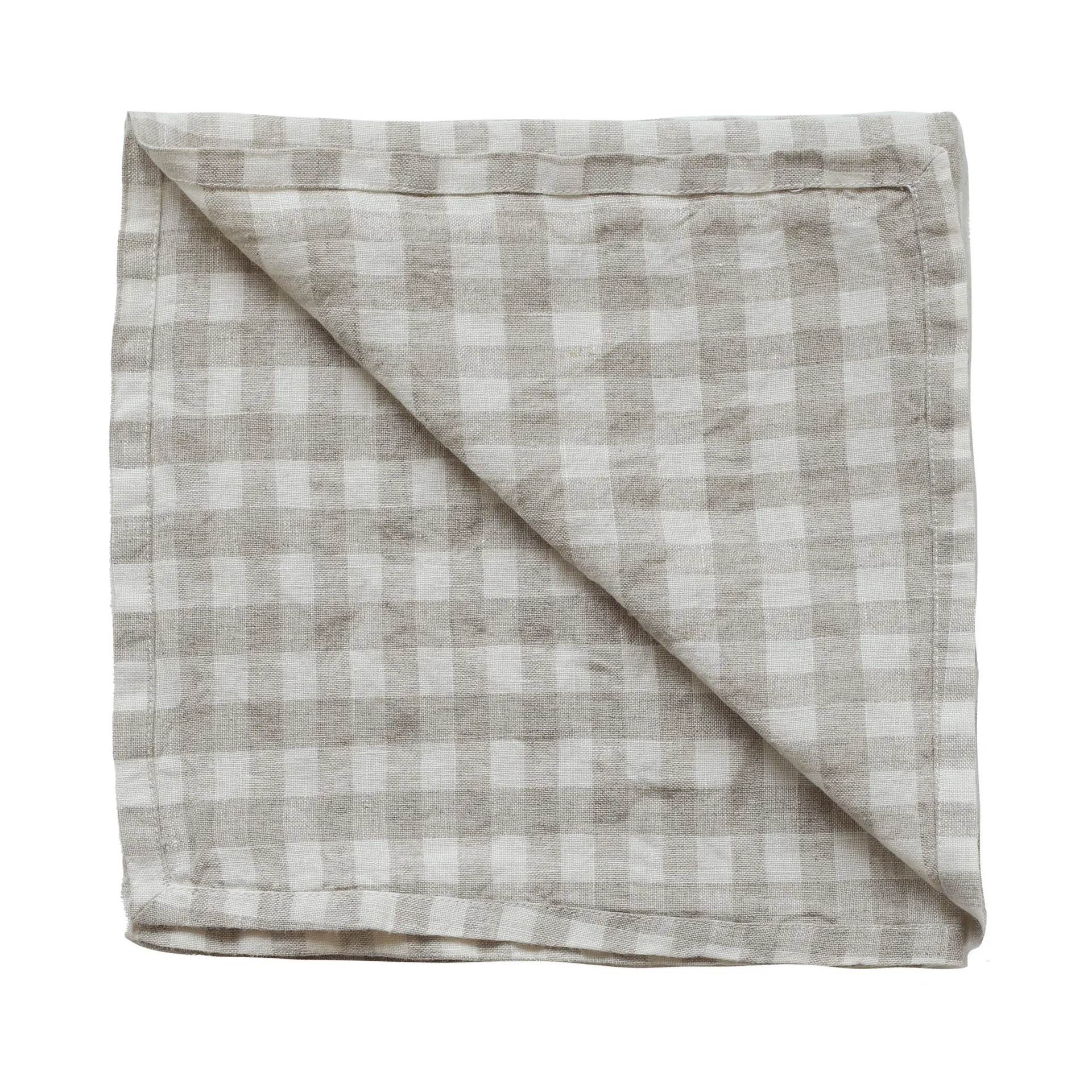 Guardanapo de linho xadrez Gingham 45x45 cm, Natural Tell Me More