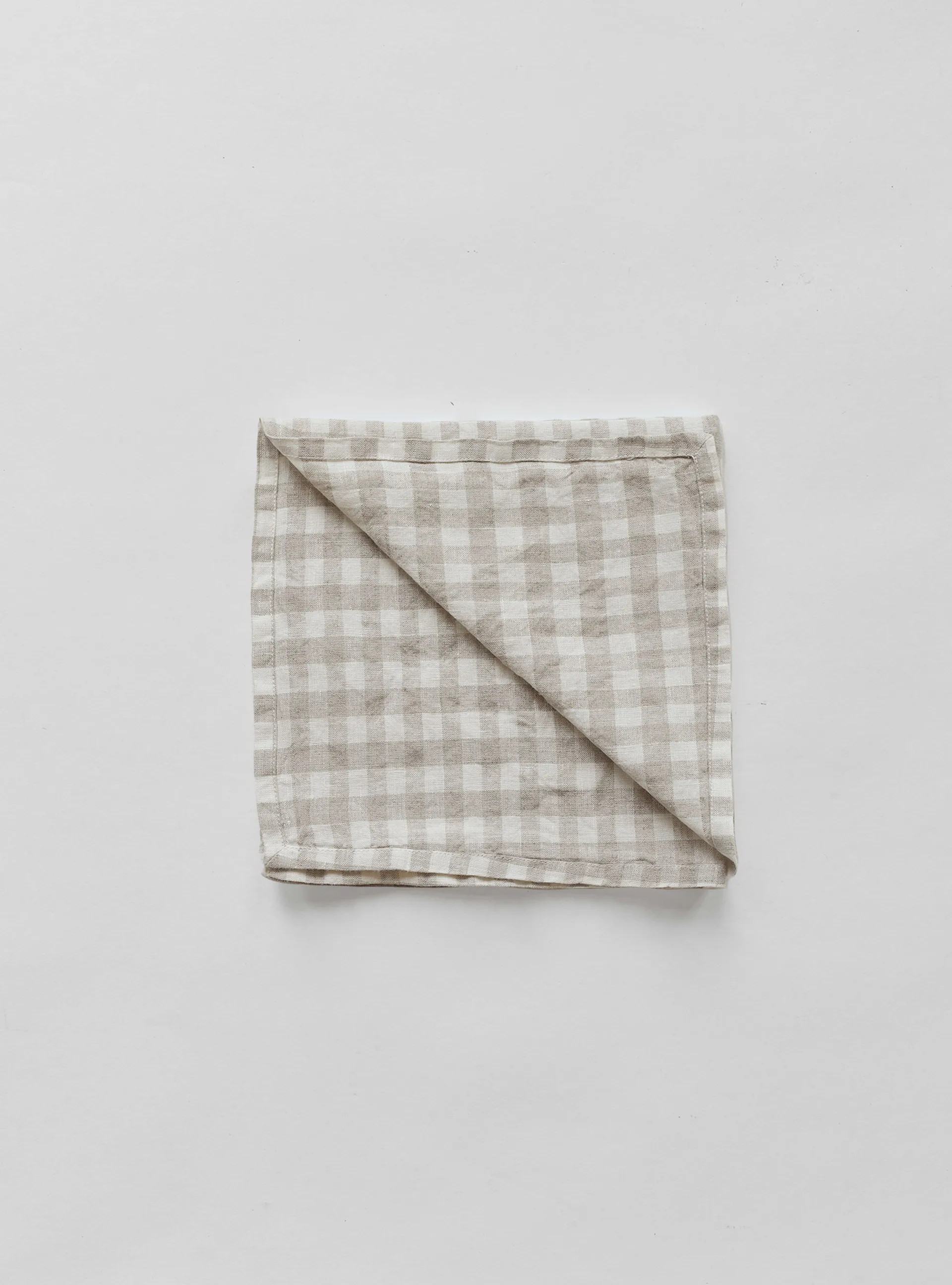 Guardanapo de linho xadrez Gingham 45x45 cm, Natural Tell Me More