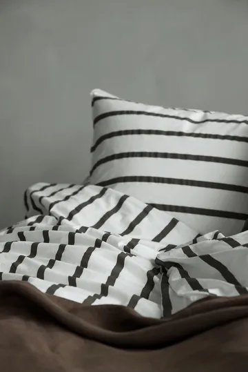 Tell Me More lençol com padrão às riscas em algodão - Taupe, 240x220 cm - Tell Me More