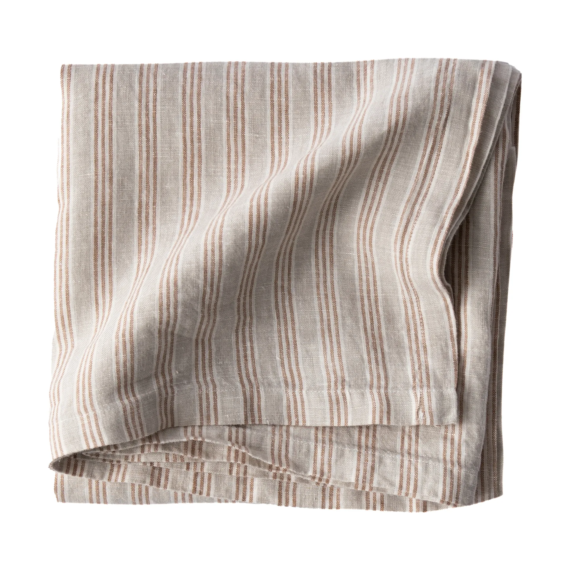 Toalha de mesa de linho 175x175 cm, Hazelnut Stripe Tell Me More
