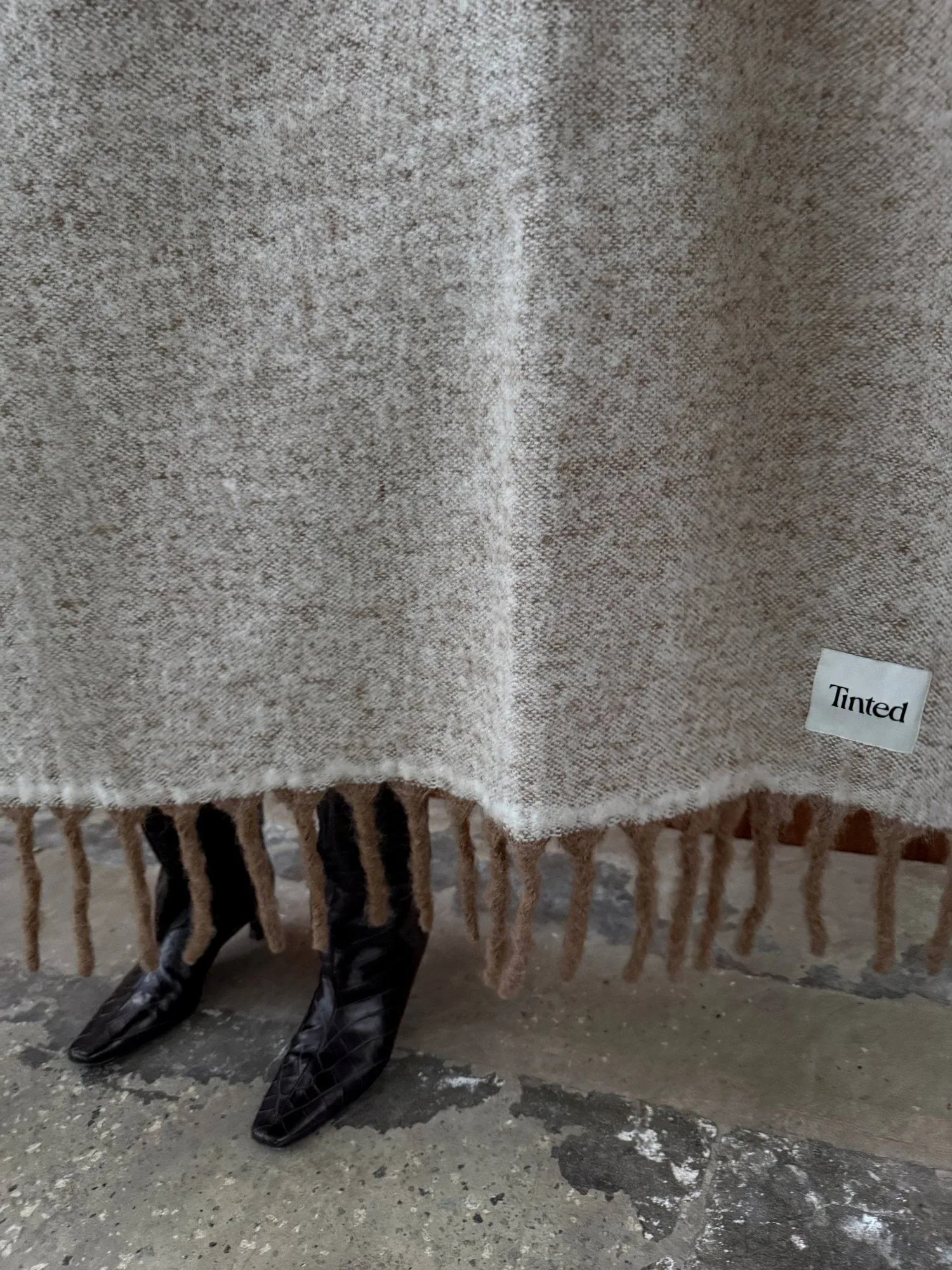 Fridh manta de mohair, Castanho-off white, 130x170 cm Tinted