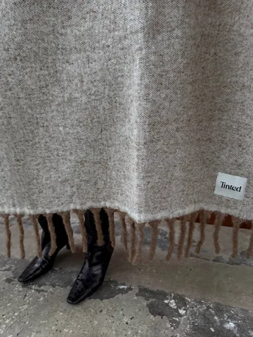 Fridh manta de mohair - Castanho-off white, 130x170 cm - Tinted