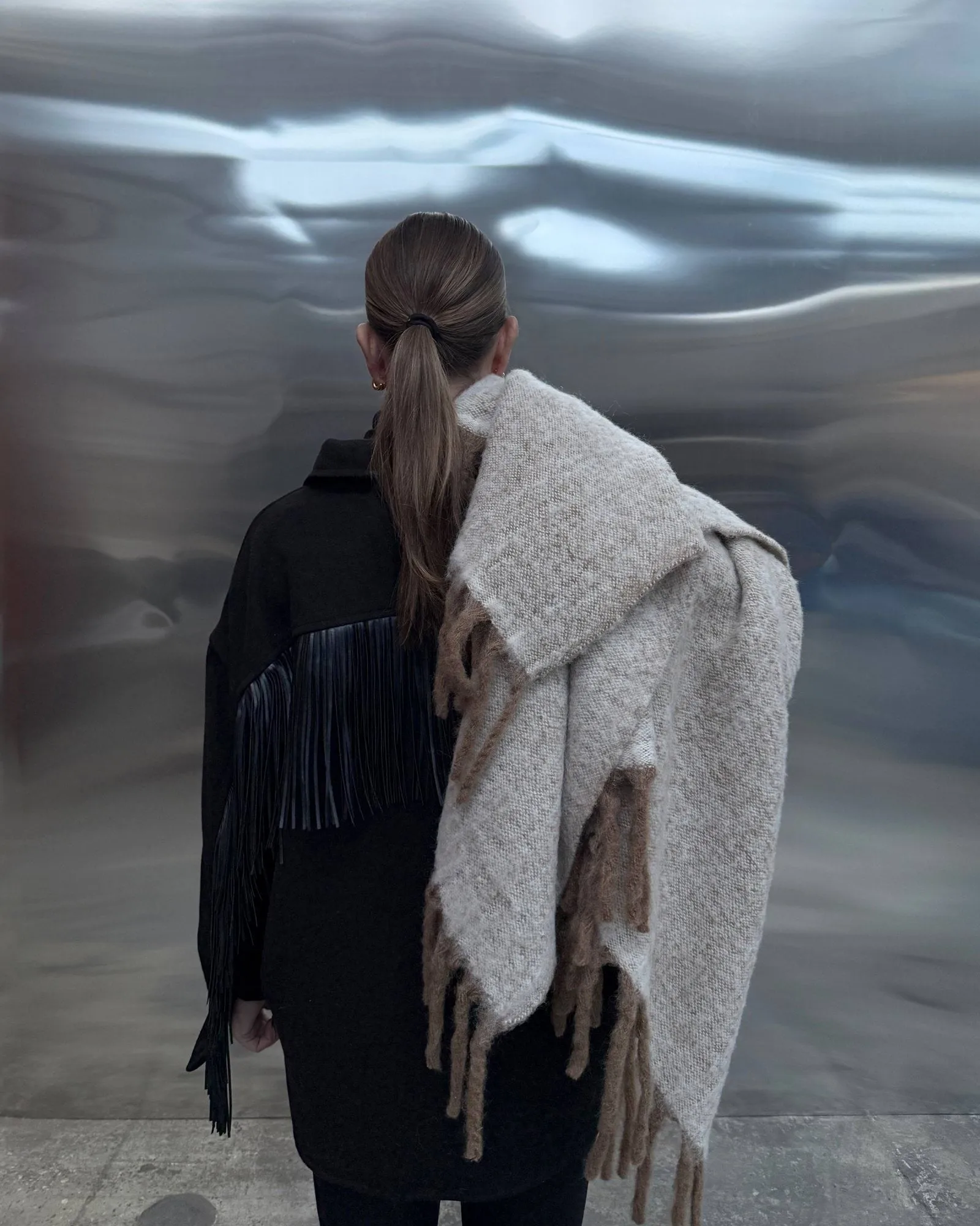 Fridh manta de mohair, Castanho-off white, 130x170 cm Tinted