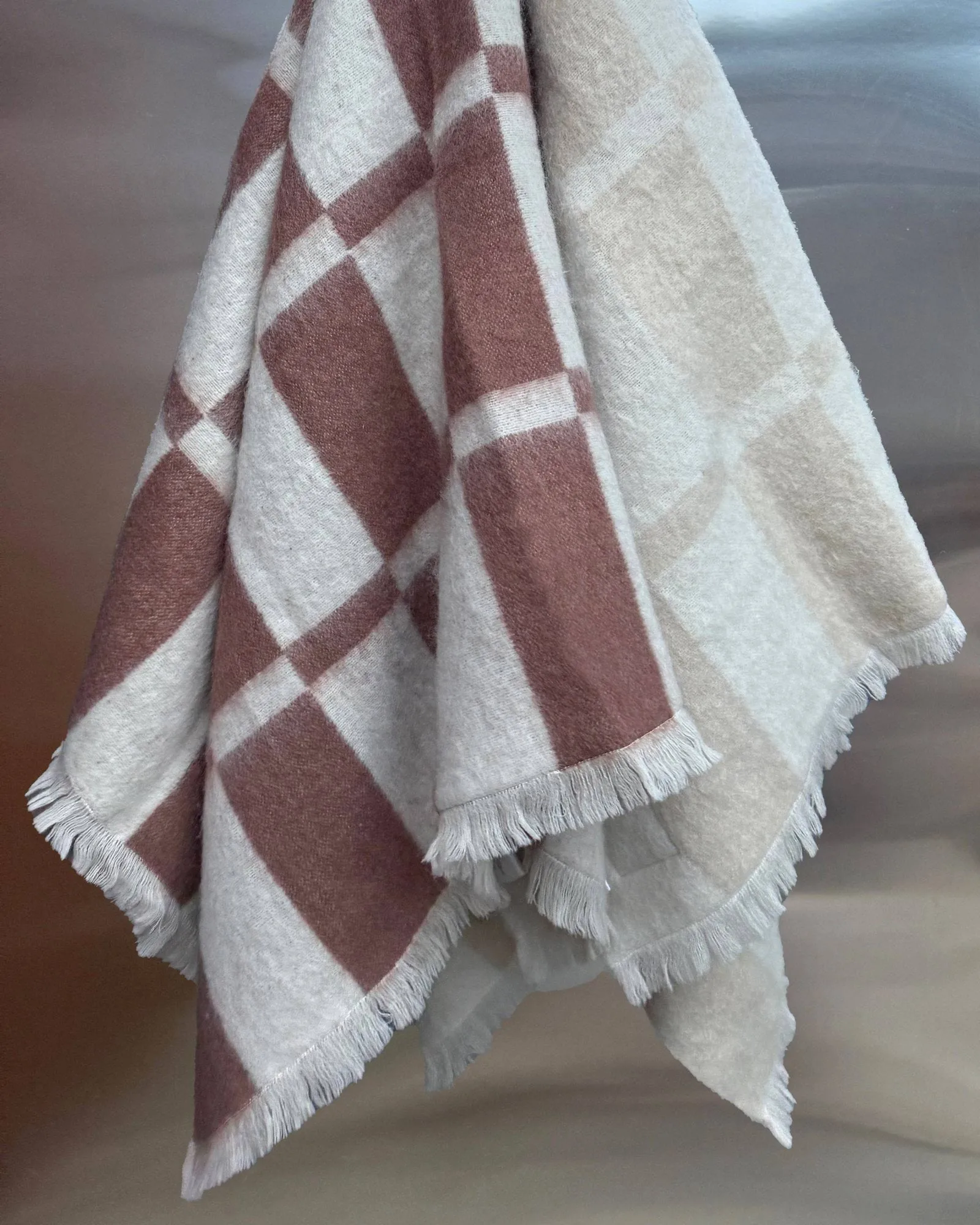 Hallin manta de mohair, Off white-ferrugem, 130x170 cm Tinted