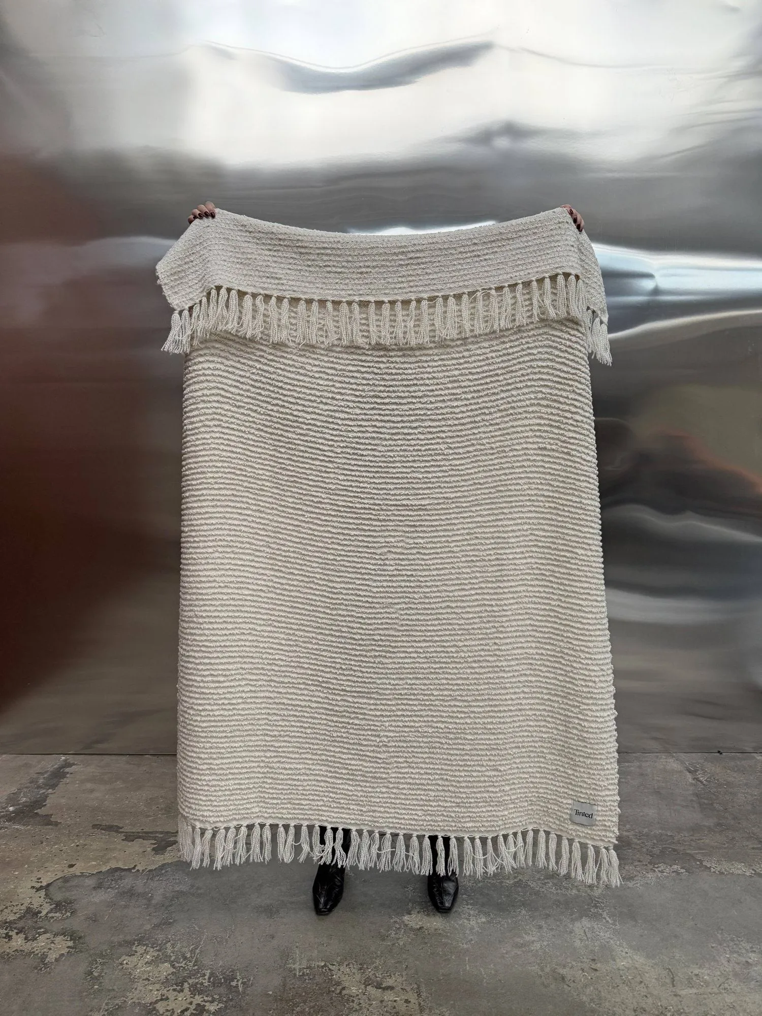 Janzen manta de bouclé, Solid off white-natural, 130x170 cm Tinted