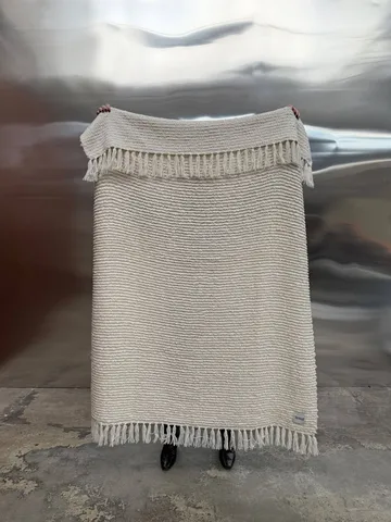 Janzen manta de bouclé - Solid off white-natural, 130x170 cm - Tinted
