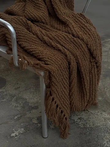 Janzen manta de bouclé - Sólido castanho natural, 130x170 cm - Tinted