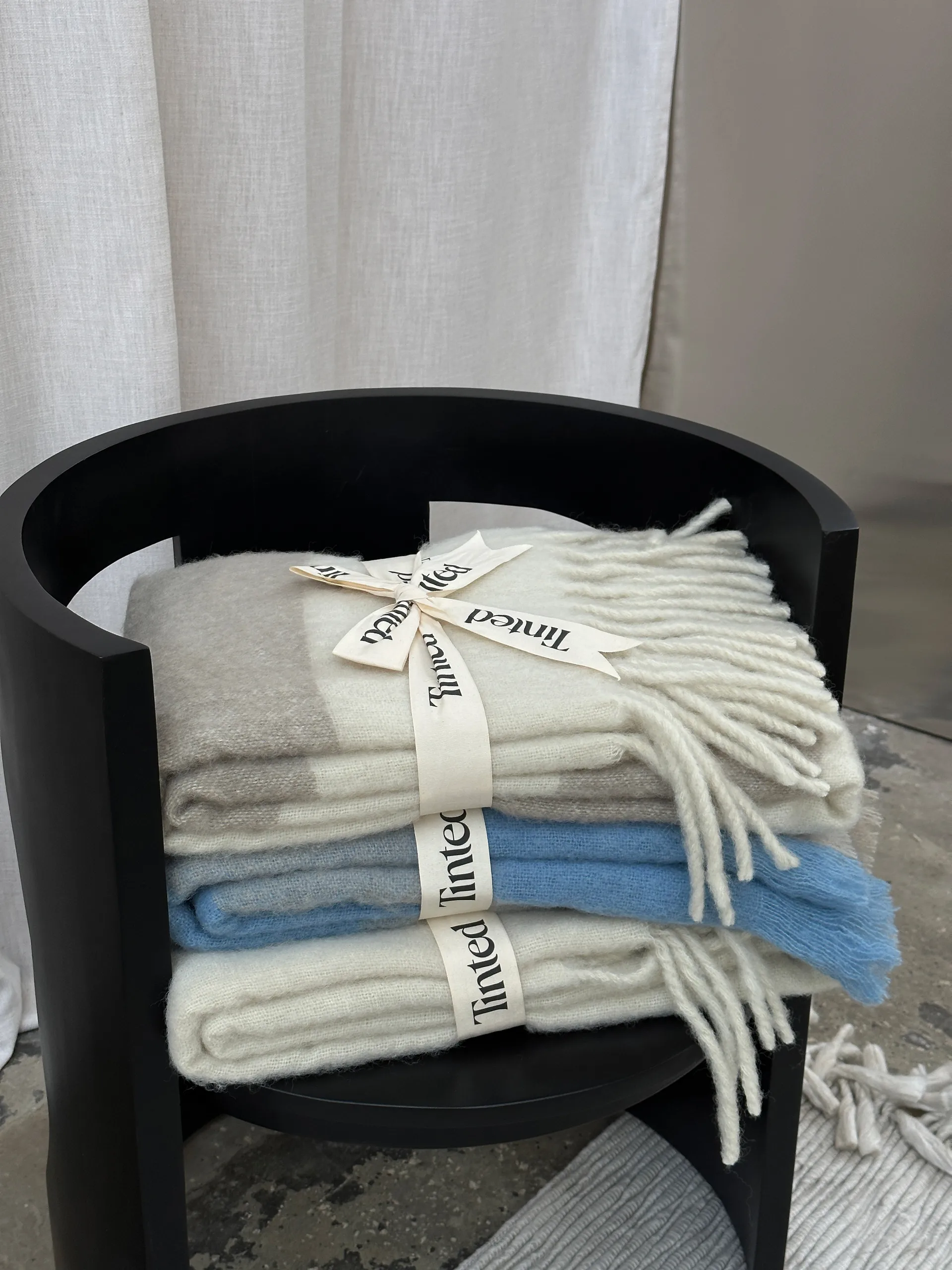 Manta de lã Ahlblom 130x170 cm, Beige-blue Tinted