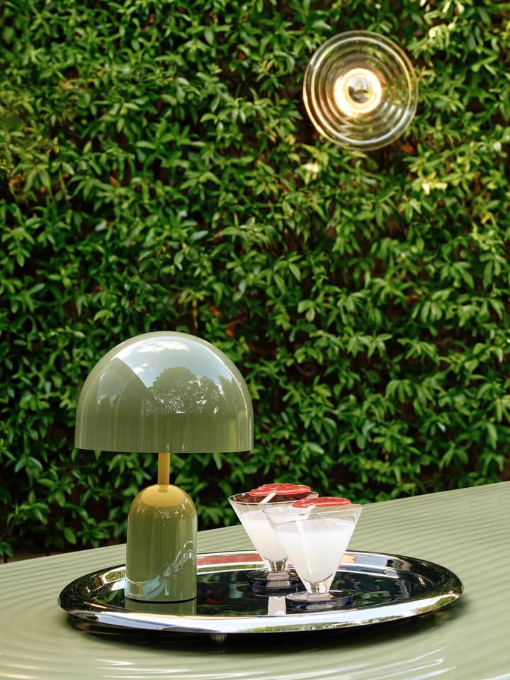 Bell candeeiro de mesa LED portátil 28 cm, Musgo Tom Dixon
