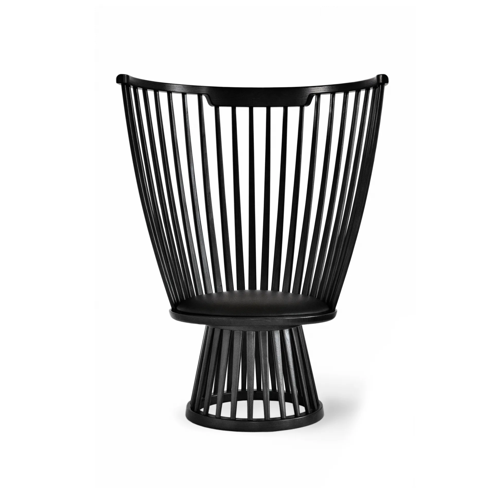 Fan poltrona com assento estofado, Black ash-black leather Tom Dixon