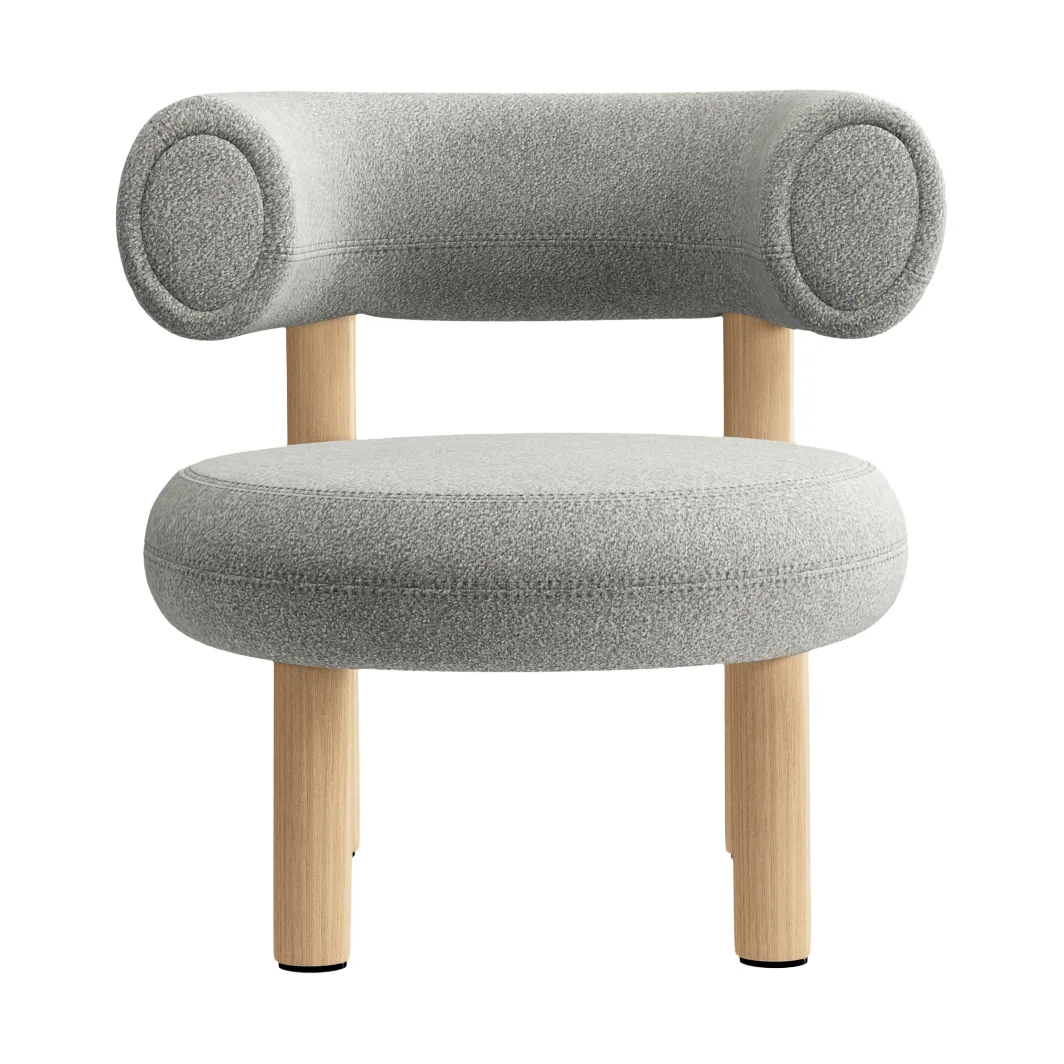 Fat poltrona , Brushed natural wood & natural alpine boucle Tom Dixon