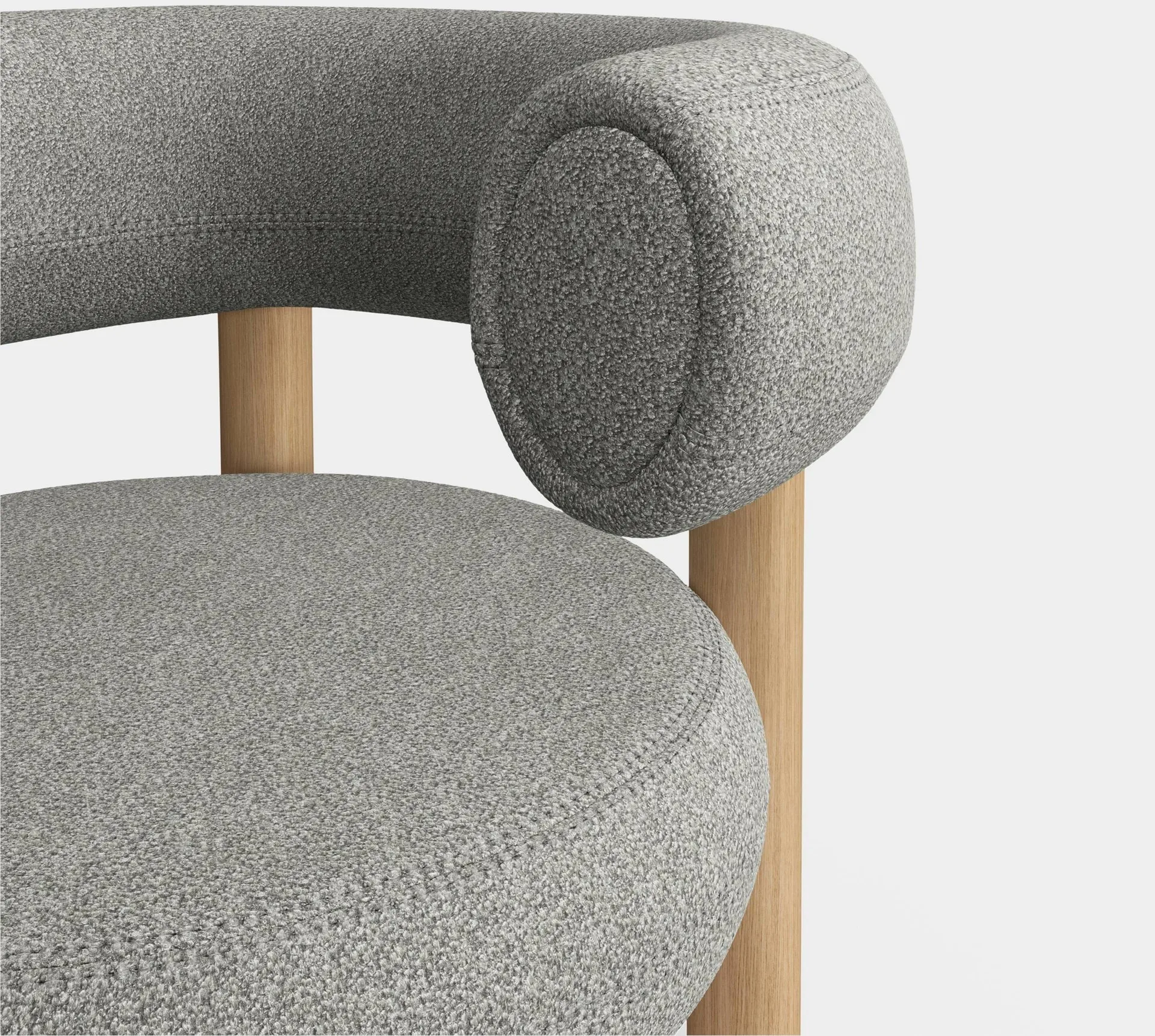 Fat poltrona , Brushed natural wood & natural alpine boucle Tom Dixon
