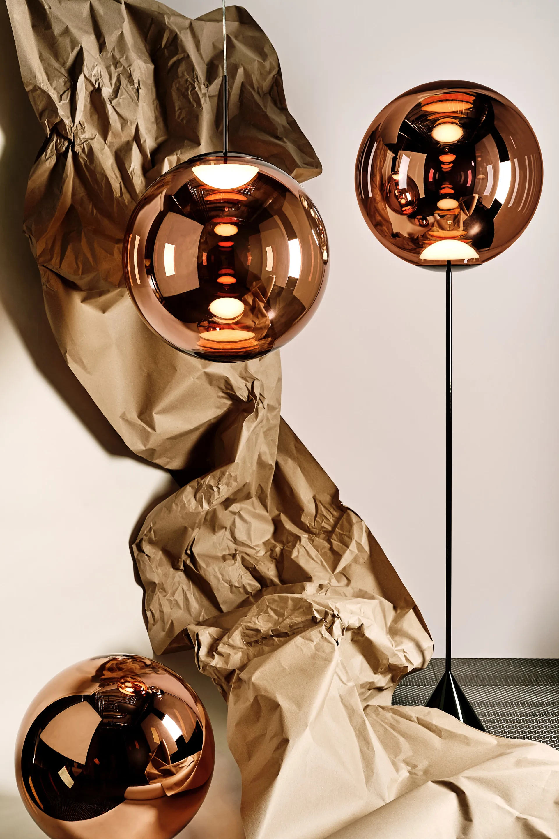 Globe Cone slim candeeiro de pé LED 180 cm, Cobre Tom Dixon