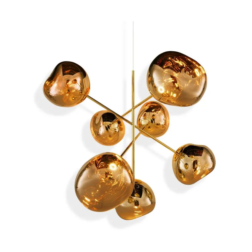Melt Chandelier grande candeeiro de teto LED 196 cm, Dourado Tom Dixon