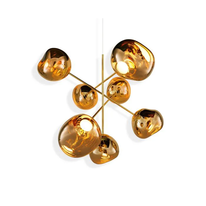 Melt Chandelier grande candeeiro de teto LED 196 cm, Dourado Tom Dixon