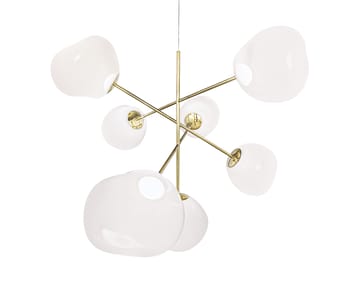 Melt Chandelier grande candeeiro de teto LED 196 cm - Ópalo-dourado - Tom Dixon