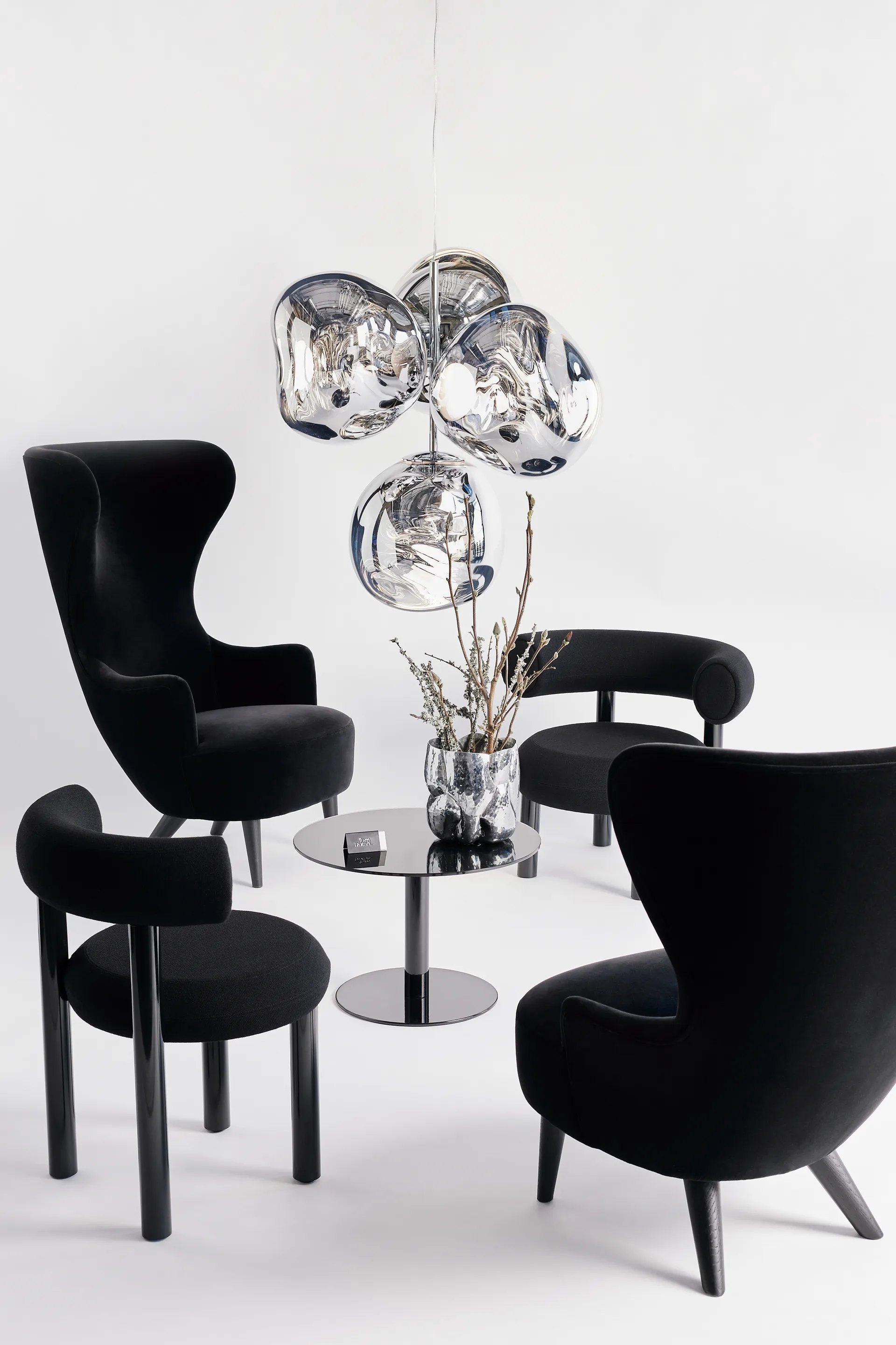 Melt Chandelier pequeno candeeiro de teto LED 103 cm, Prateado Tom Dixon