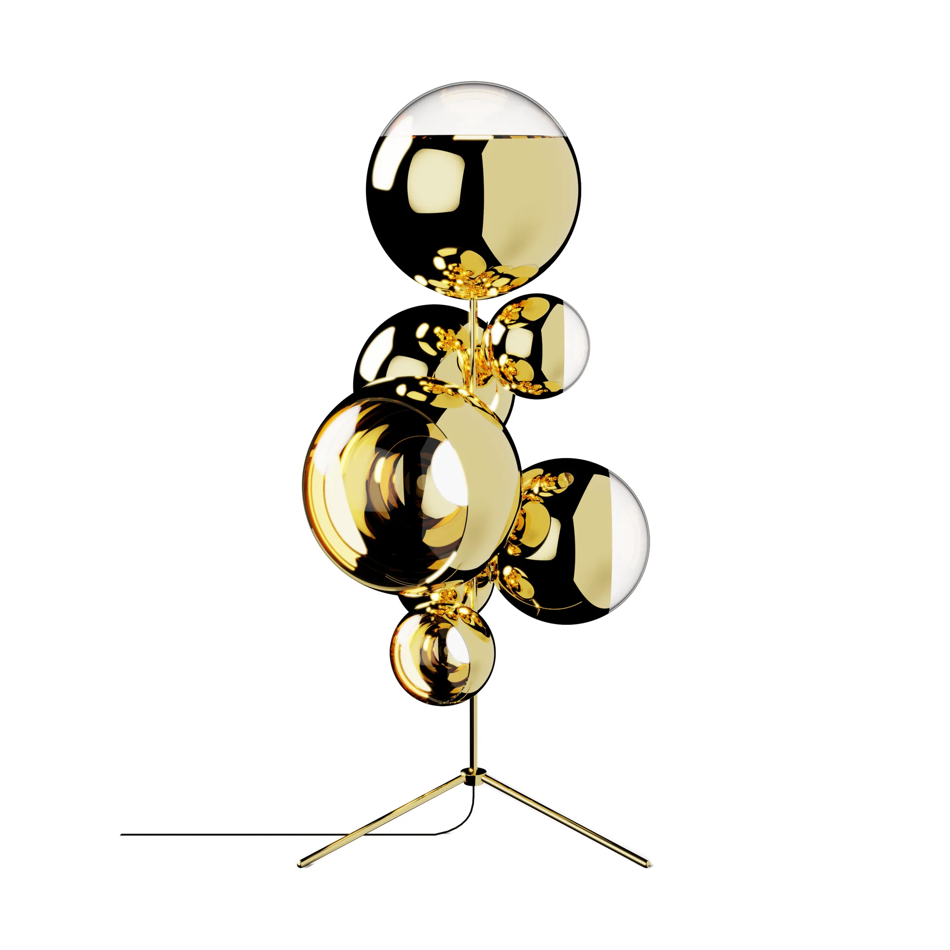 Mirror Ball chandelier candeeiro de pé LED 181 cm, Dourado Tom Dixon